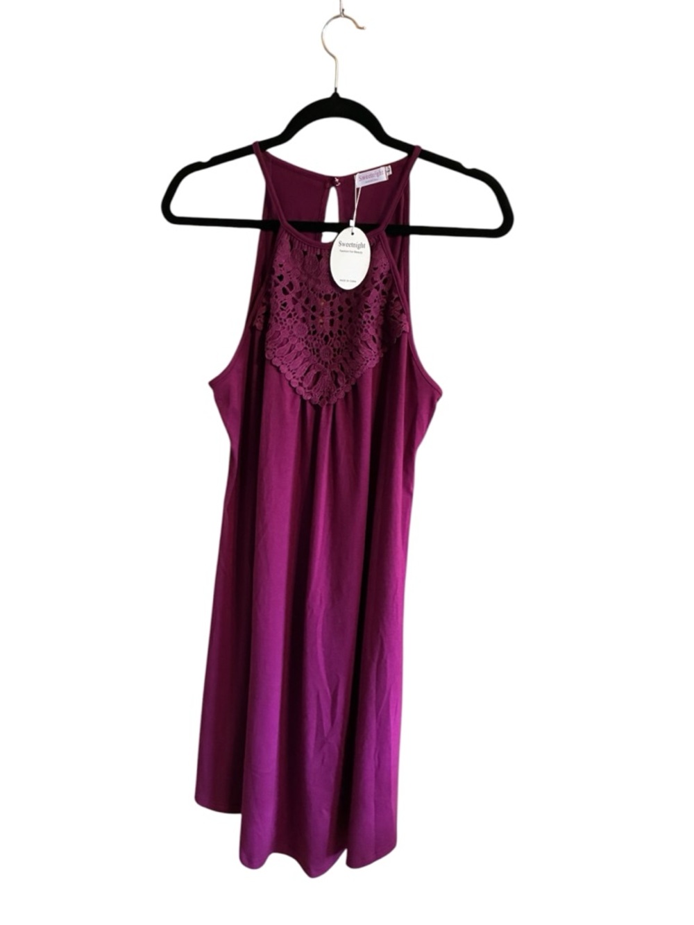 Sleeveless Crochet Yoke Dress